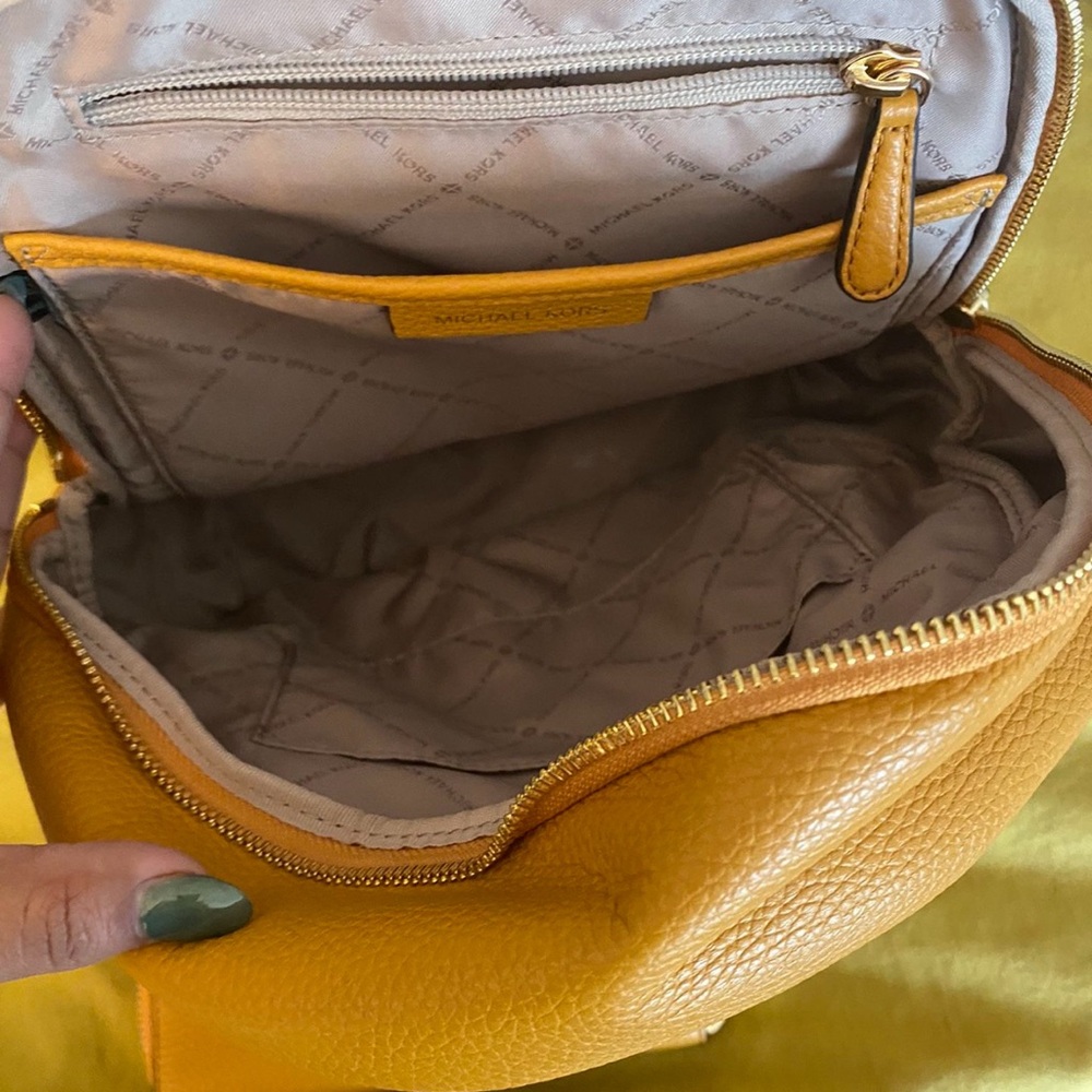 Michael Kors Yellow Leather Backpack Spacious Design